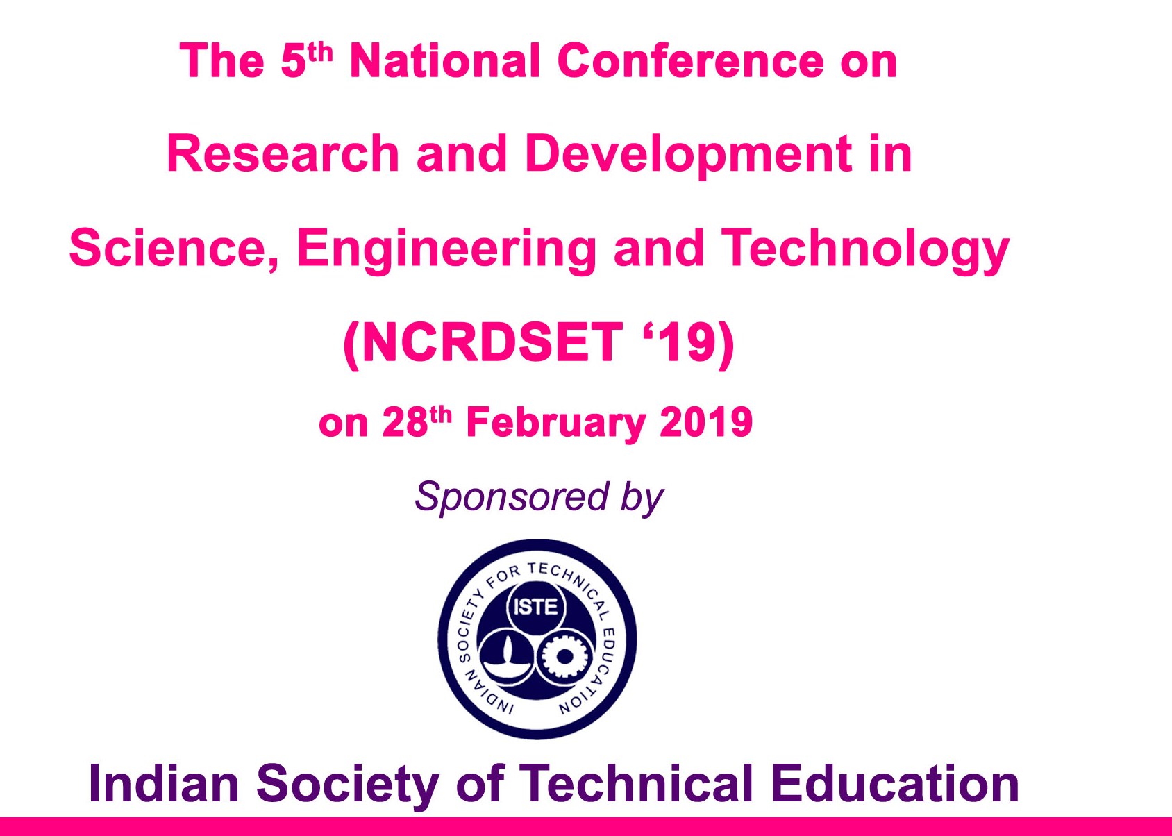 Fifth National Conference on Research and Development in Science, Engineering and Technology 19
